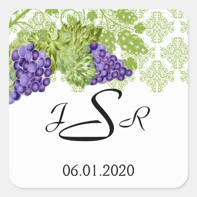 Sticker Monogramme de mariage du jardin graphique (Devant)