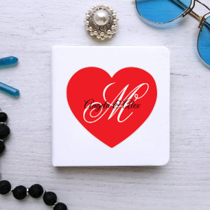 Sticker Monogramme de mariage fantaisie cœur rouge