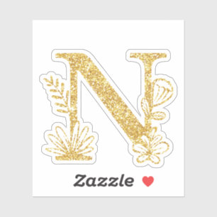 Sticker Monogramme de Parties scintillant d'or Initiale N