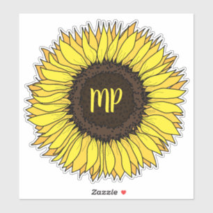 Sticker monogramme de tournesol