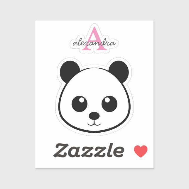 Sticker Monogramme de visage de panda souriant (Feuille)
