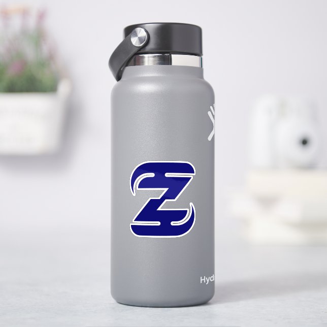 Sticker Monogramme élégant de la lettre Z bleue (HydroFlask)
