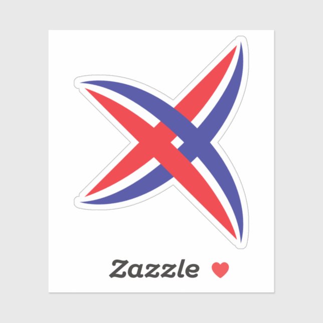 Sticker Monogramme élégant de lettre X à trait rouge et bl (Feuille)