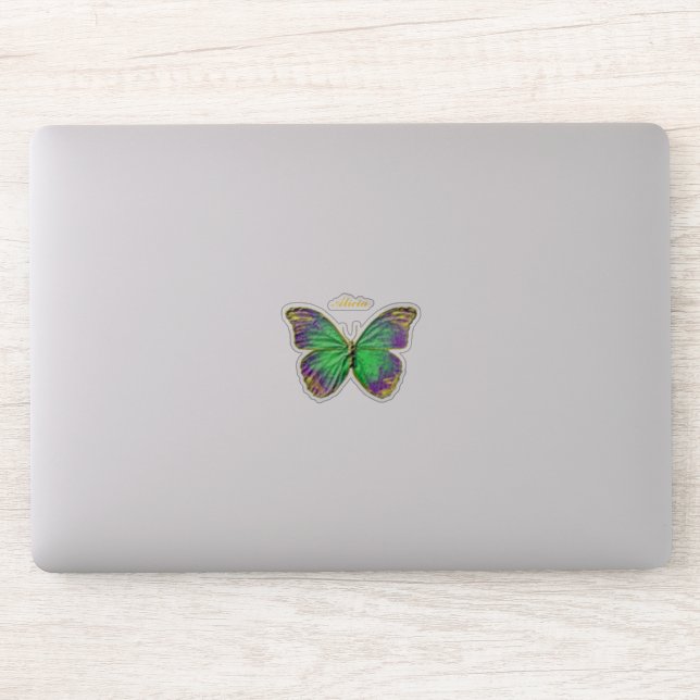 Sticker Monogramme Emerald Purple Gold Butterfly (Ordinateur)
