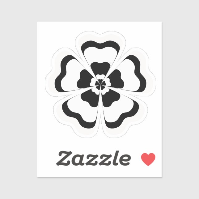 Sticker Monogramme en forme de fleur noire (Feuille)