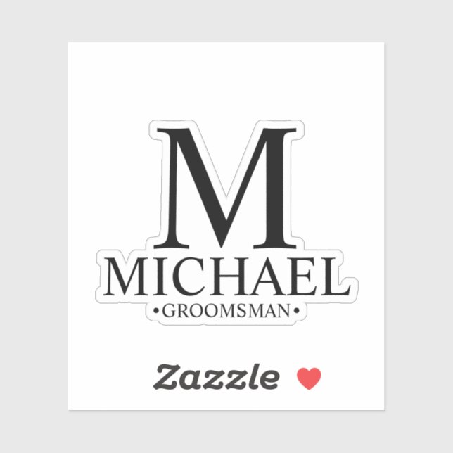 Sticker Monogramme et nom du Groomsman personnalisé modern (Feuille)