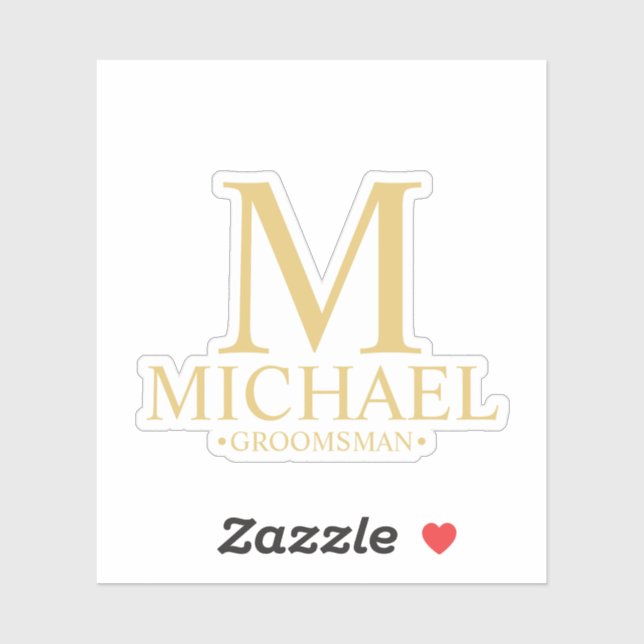 Sticker Monogramme et nom du Groomsman personnalisé modern (Feuille)