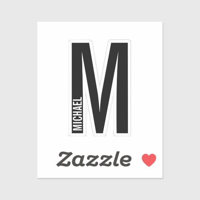 Sticker Monogramme et nom personnalisés gras modernes (Feuille)