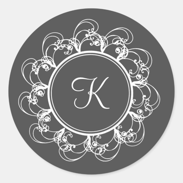 Sticker Monogramme fantaisie (gris) (Devant)