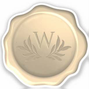 Sticker Monogramme Feuille Sceau de cire dorée Foliage emb