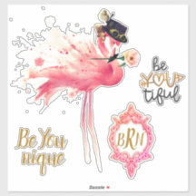 Monogramme Flamant rose "Be You tik" Steampunk Vin