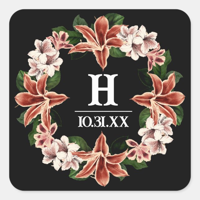 Sticker Monogramme foncé et Moody Botanique Noir (Devant)