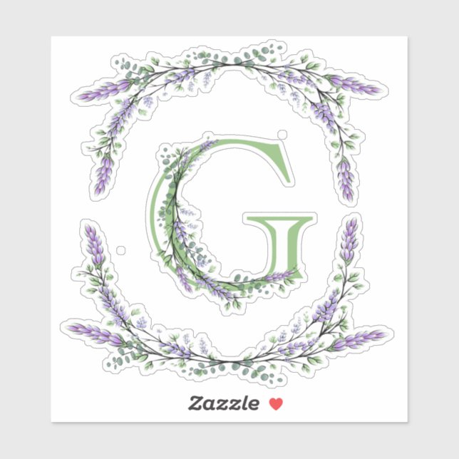 Sticker Monogramme G Lavande Eucalyptus (Feuille)