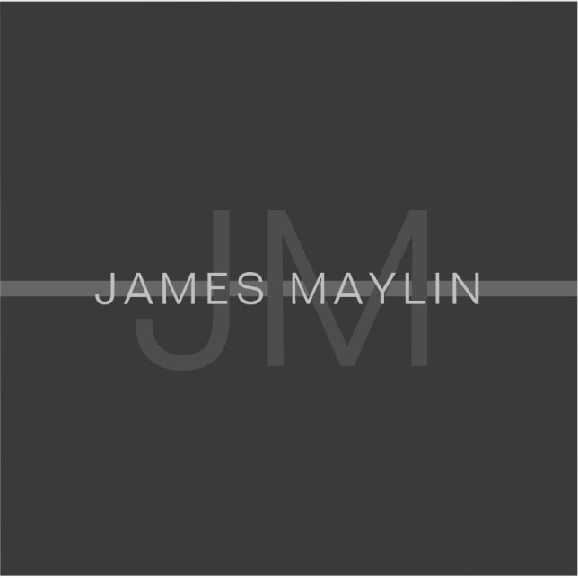 Sticker Monogramme gris foncé, nom et bande géométrique (Devant)