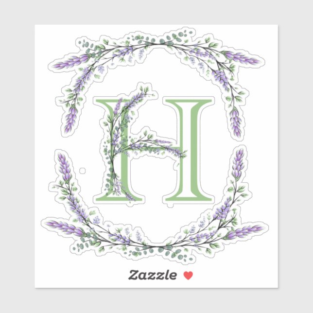 Sticker Monogramme H Lavande Eucalyptus (Feuille)