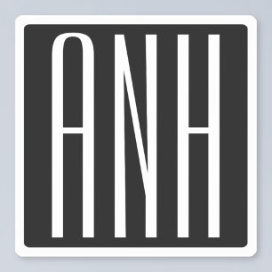 Sticker Monogramme initial Blanc sur noir