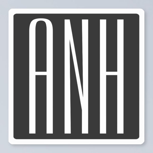 Sticker Monogramme initial | Blanc sur noir (Créateur téléchargé)