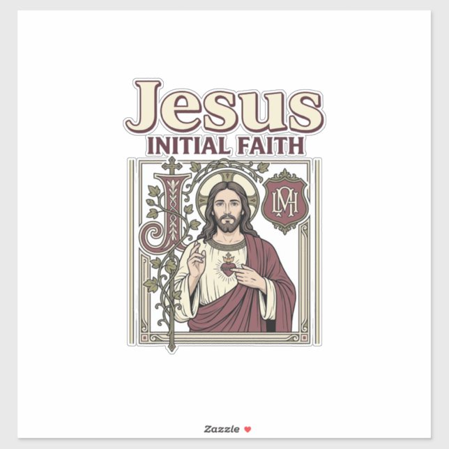 Sticker Monogramme initial de Jésus Foi Monogramme initial (Feuille)