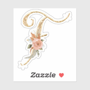 Sticker Monogramme Initial F Gold Parties scintillant Peon