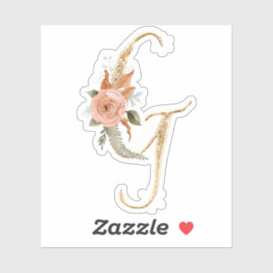 Sticker Monogramme initial G Parties scintillant or Peony