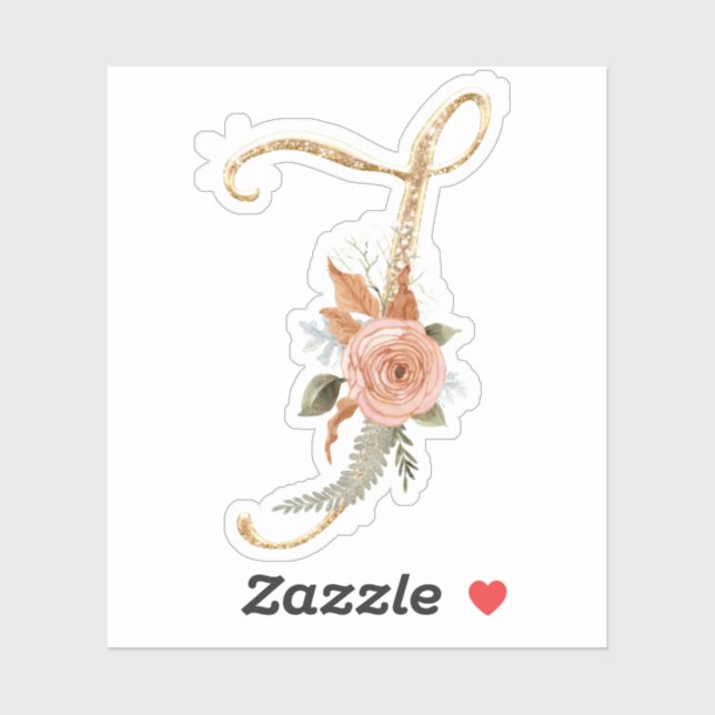 Sticker Monogramme initial J Parties scintillant or Peony  (Feuille)