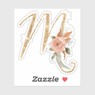 Sticker Monogramme Initial M Gold Parties scintillant Peon