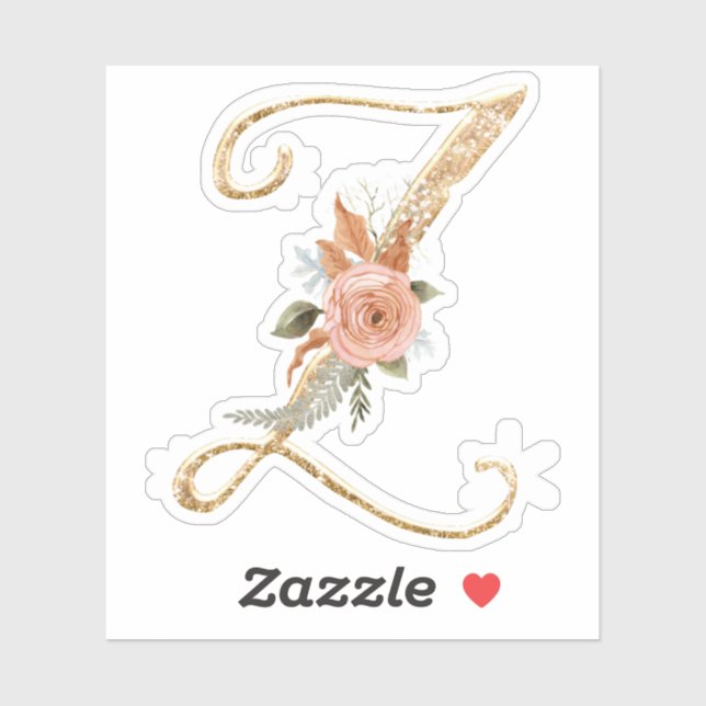 Sticker Monogramme initial Z Parties scintillant or Peony  (Feuille)