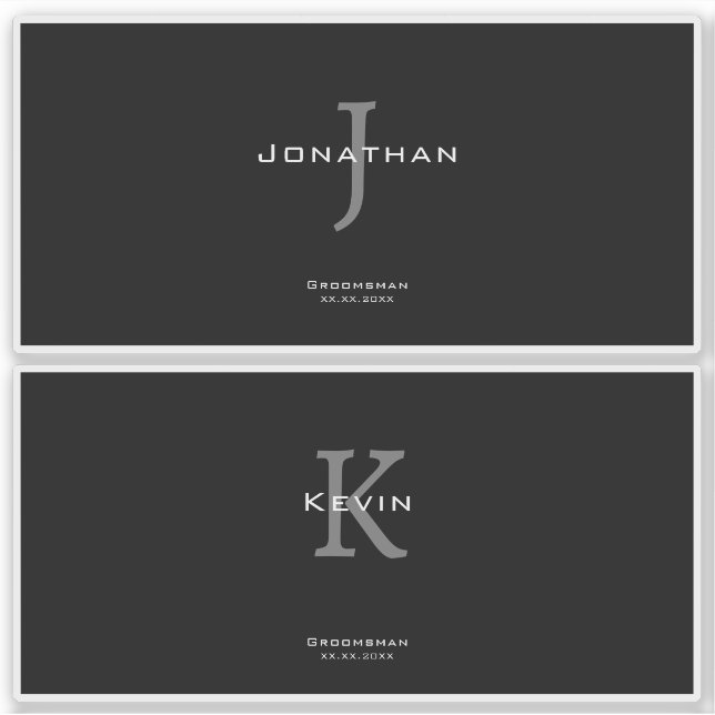 Sticker Monogramme Initiale + Nom Masculin Noir et Blanc (Devant)