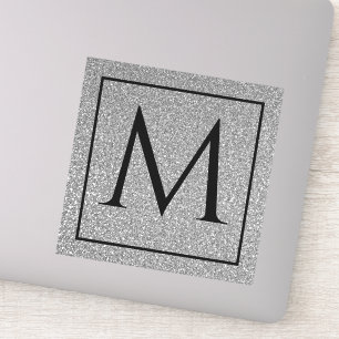 Sticker Monogramme Initiales Gris argenté Parties scintil