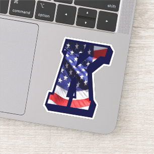 Sticker Monogramme K American Flag LETTRE K INITIAL USA