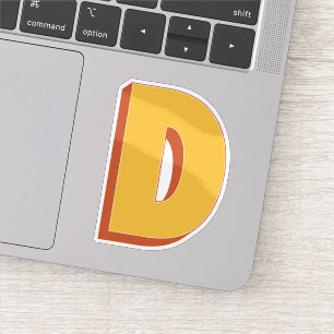 Sticker Monogramme Lettre D, Police Initiale Gras 3D