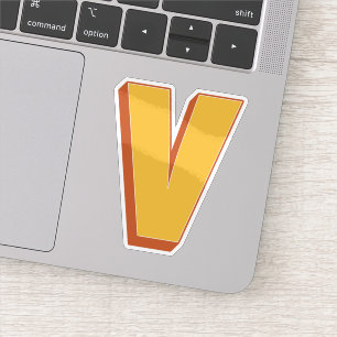 Sticker Monogramme lettre V, police initiale gras 3D