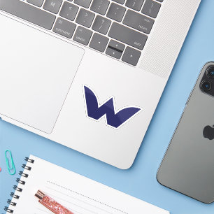 Sticker Monogramme lettre W moderne bleu