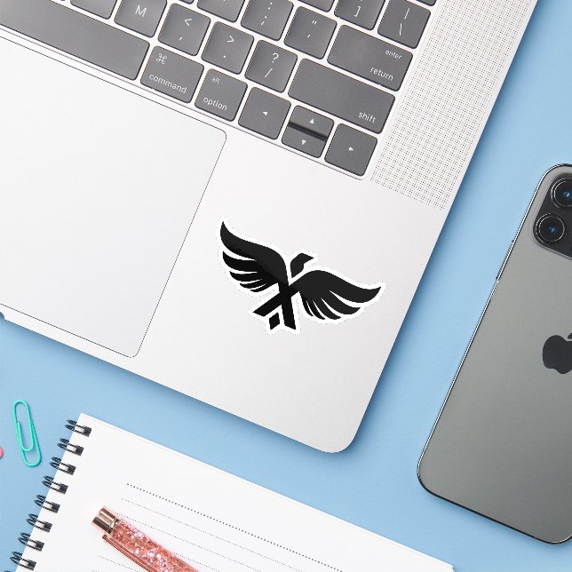 Sticker Monogramme lettre X aile (Ordinateur portable avec iPhone)