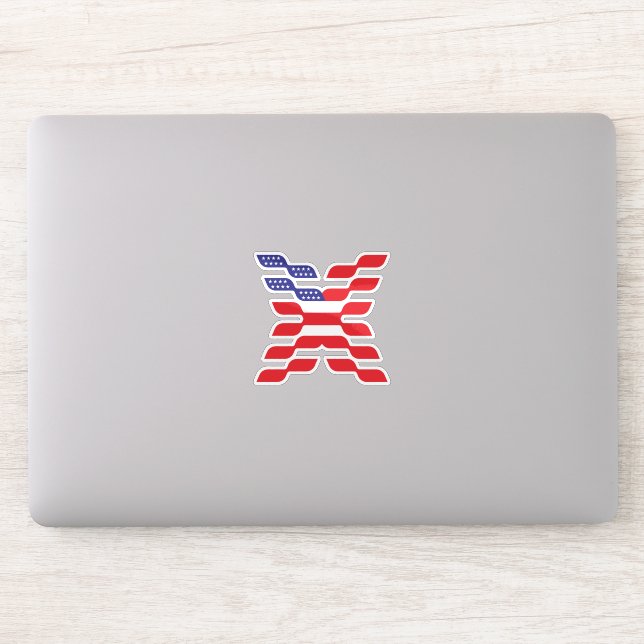 Sticker Monogramme Lettre X Drapeau USA (Ordinateur)