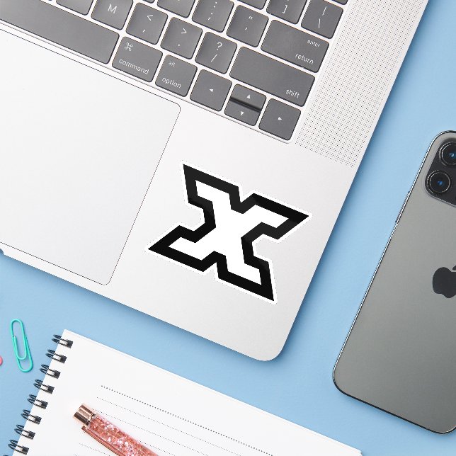 Sticker Monogramme lettre X gras classique (Ordinateur portable avec iPhone)