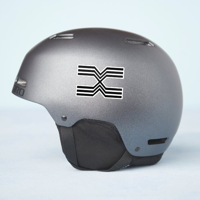 Sticker Monogramme lettre X ligne élégante (Côté casque)