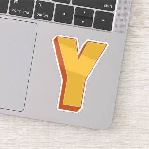 Sticker Monogramme lettre Y, police initiale de type 3D gr