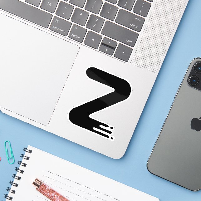 Sticker Monogramme lettre Z en zig zag drôle (Ordinateur portable avec iPhone)