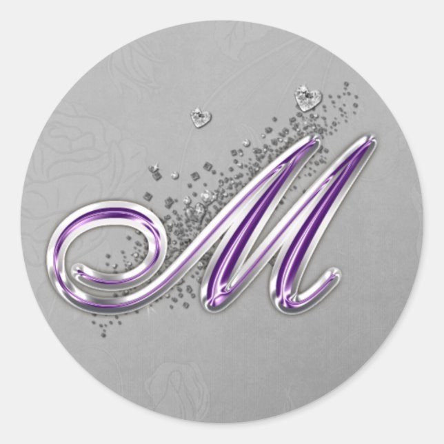 Sticker Monogramme M de Parties scintillant violet (Devant)
