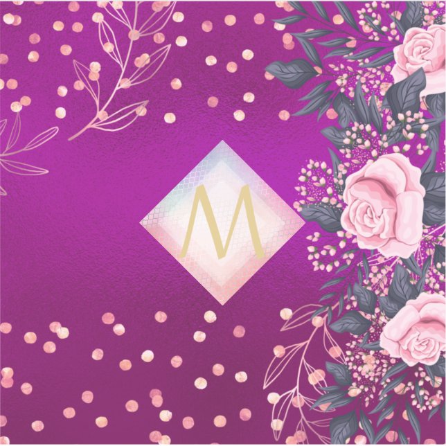 Sticker Monogramme Magenta Rosegold Parties scintillant mé (Devant)