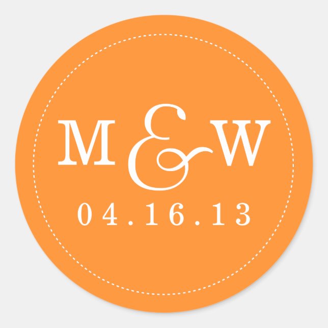 Sticker Monogramme Mariage de charme - Orange (Devant)