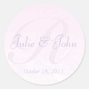 Sticker Monogramme mariage en soie rose Fleurs Dam