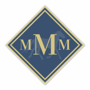 Sticker Monogramme Marine + Trame de cheval de Trot d'or T