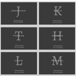 Sticker Monogramme masculin noir et blanc Initiale + Nom