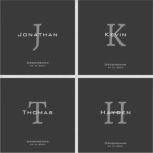 Sticker Monogramme masculin noir et blanc Initiale + Nom