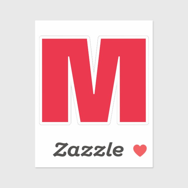 Sticker Monogramme minimaliste moderne blanc rouge (Feuille)