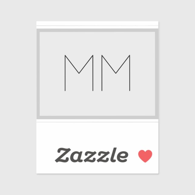 Sticker Monogramme Moderne Minimaliste Nom Initiales (Feuille)