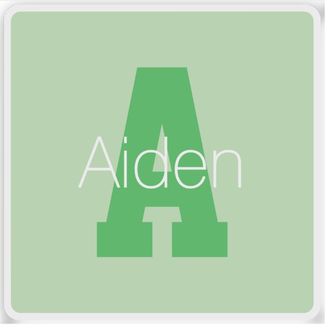 Sticker Monogramme moderne | Pale & Kelly Green (Devant)