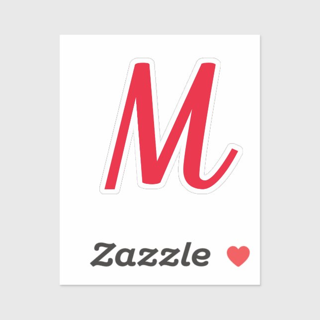 Sticker Monogramme Nom initial Bold Bright Red Stylish Cut (Feuille)